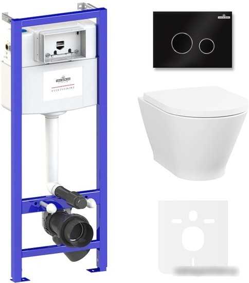 Унитаз Lavinia Boho Relfix Elegant Rimless 6 в 1 87561070 (черное стекло)