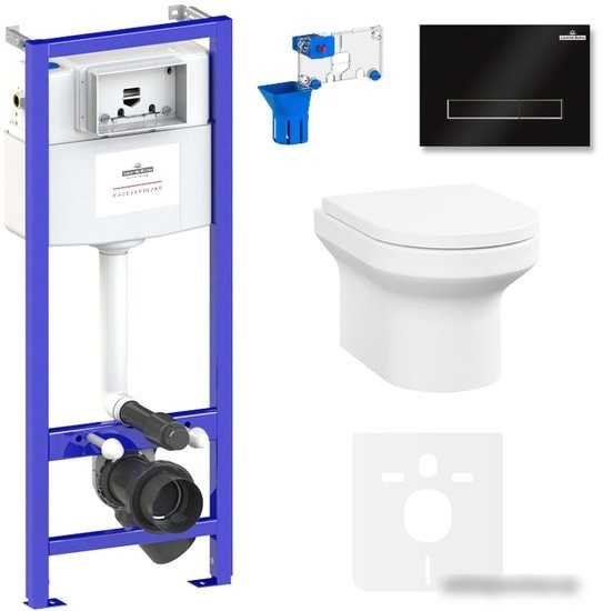 Унитаз Lavinia Boho Relfix Grance Hill Rimless 7 в 1 87561039 (черное стекло)