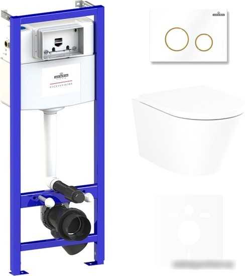 Унитаз Lavinia Boho Relfix Biore Rimless 6 в 1 75110183 (белый/золотистый пластик)