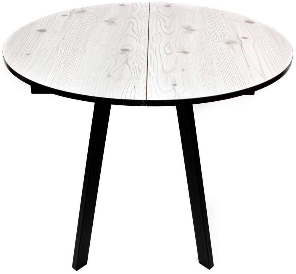 Кухонный стол ВВР Элип-2 (бискайская сосна/черный профиль, пластик)