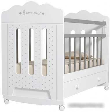 Классическая детская кроватка VDK Bonne маятник с ящиком (белый)