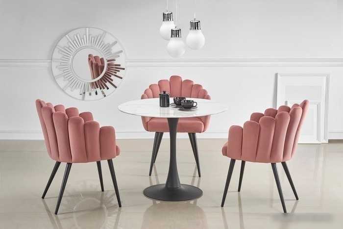 Кухонный стол Halmar Ambrosio 90x90 (мрамор/черный)