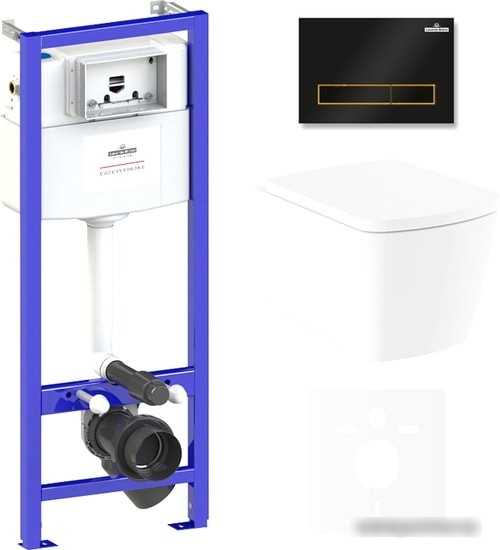 Унитаз Lavinia Boho Relfix Aveo Rimless 6 в 1 75110248 (черный/золотистый пластик)