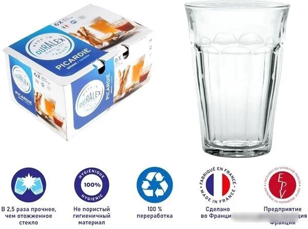 Набор стаканов для воды и напитков Duralex Picardie Clear 1029AB06C0111