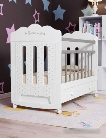 Классическая детская кроватка VDK Bonne маятник с ящиком (белый)
