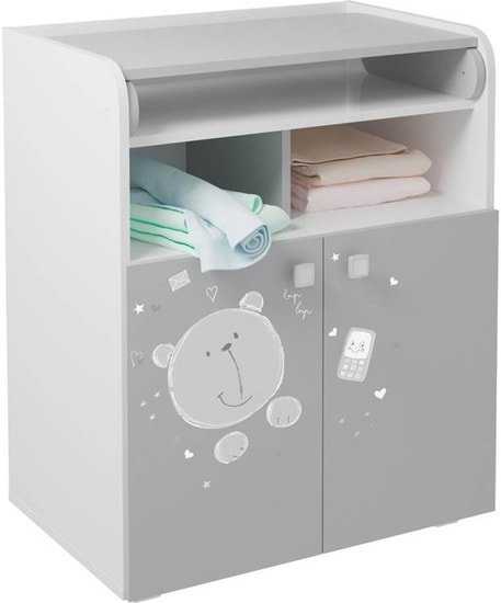 Детский комод Polini Kids French 1270, Teddy (белый/серый)