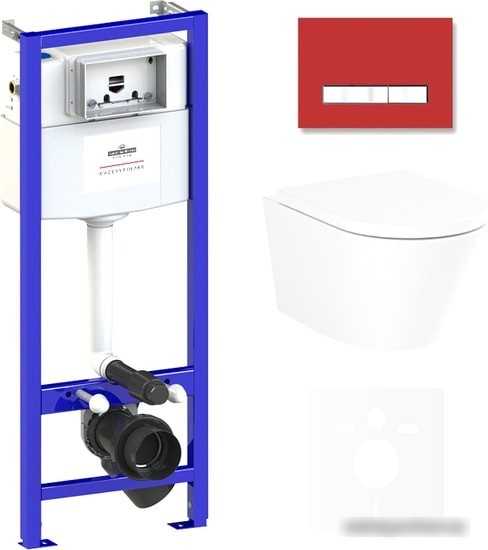 Унитаз Lavinia Boho Relfix Biore Compacto Rimless 6 в 1 75110138 (красный стекло)