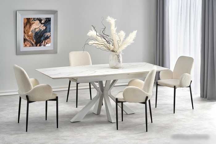 Кухонный стол Halmar Vivaldi 160 (белый мрамор/белый)