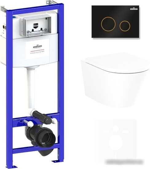 Унитаз Lavinia Boho Relfix Biore Rimless 6 в 1 75110182 (черный/золотистый пластик)