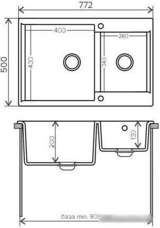 Кухонная мойка Polygran Brig-772 (черный 16)