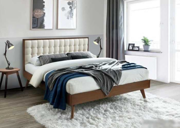 Кровать Halmar Solomo 160x200 (бежевый/орех)