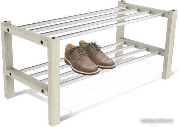 Полка для обуви Sheffilton Альберо SHT-SR9 (беленый/алюмметаллик)