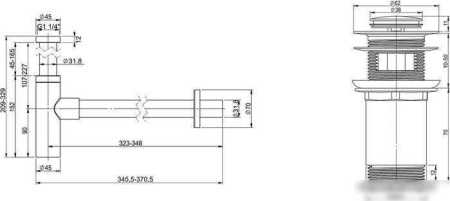 Сифон Wellsee Drainage System 182123001 (сифон, донный клапан, матовый белый)