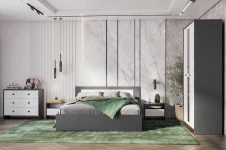 Кровать NN мебель Дольче 160х200 (графит/белый)