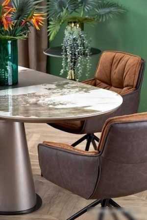 Кухонный стол Halmar Robinson (бежевый мрамор/капучино/черный)