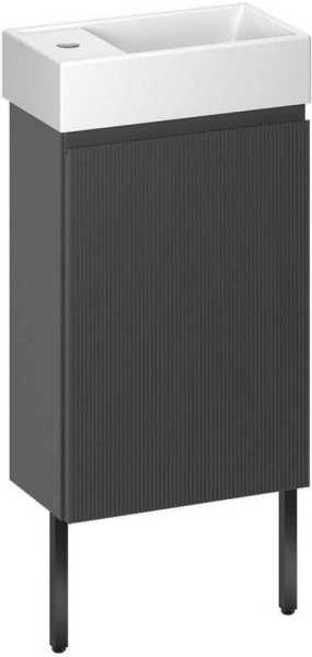 Wellsee Тумба под умывальник 3 в 1 WC Area 221802006 (тумба/матовый темно-серый, раковина/глянцевый белый, ножки/матовый черный)