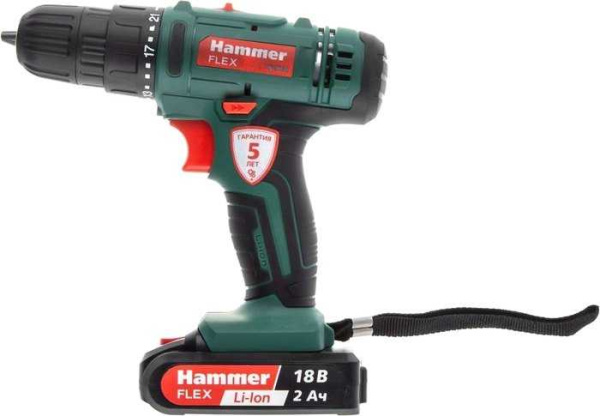 Дрель-шуруповерт Hammer Flex ACD18BS (с 2-мя АКБ, кейс)