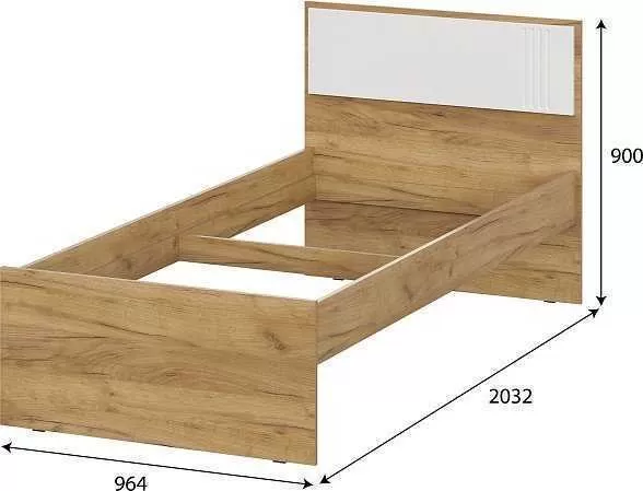Кровать SV-Мебель Милан 90x200 00-00108377 (дуб золотой/белый матовый)
